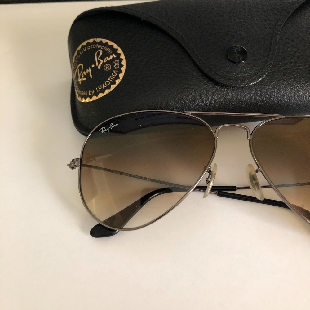 Ray-Ban silver/tan Aviators (womens)
